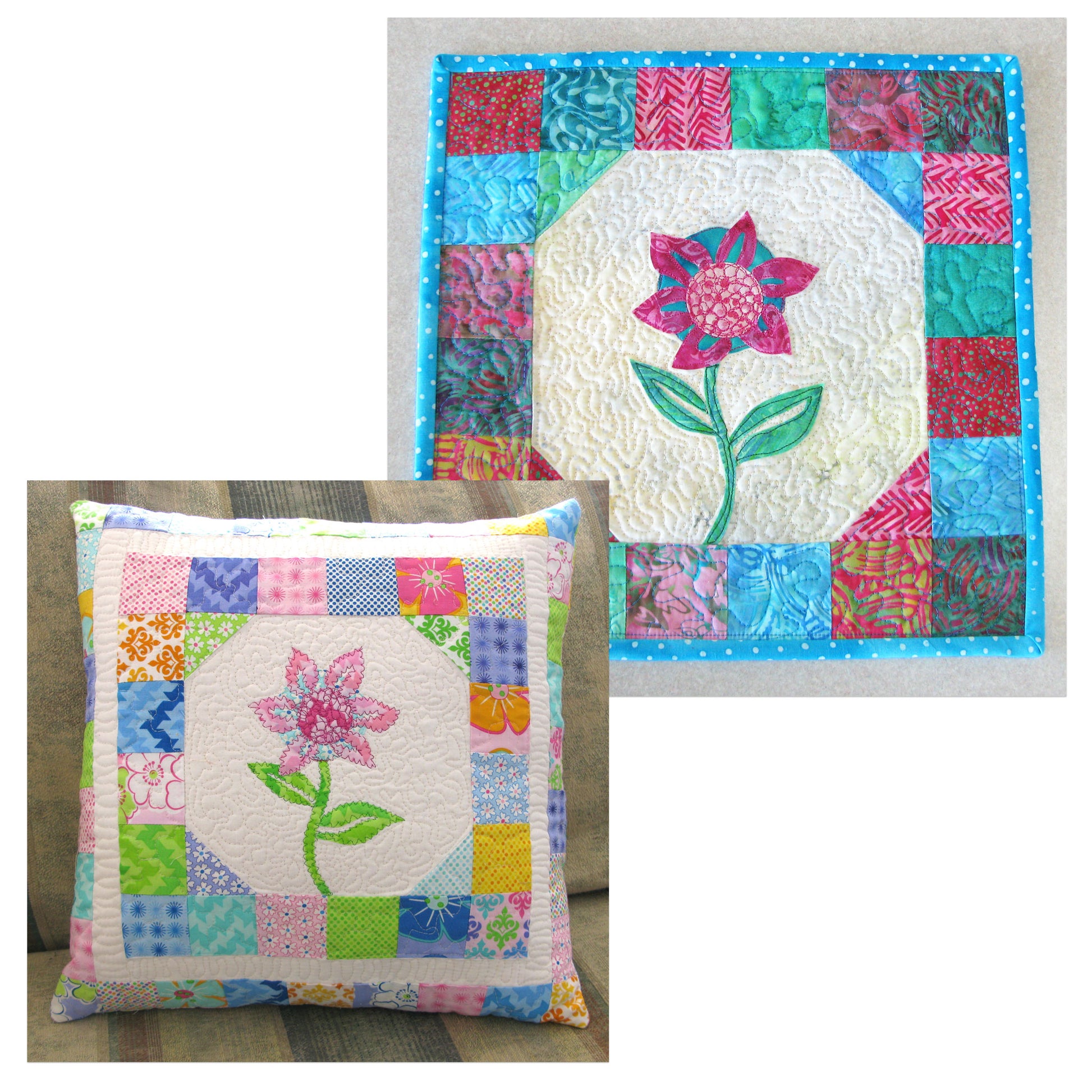 Sea Mist Flower pillow and mini quilt pattern