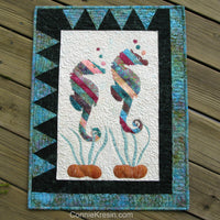 Appliqued Seahorses in a wall hanging pattern
