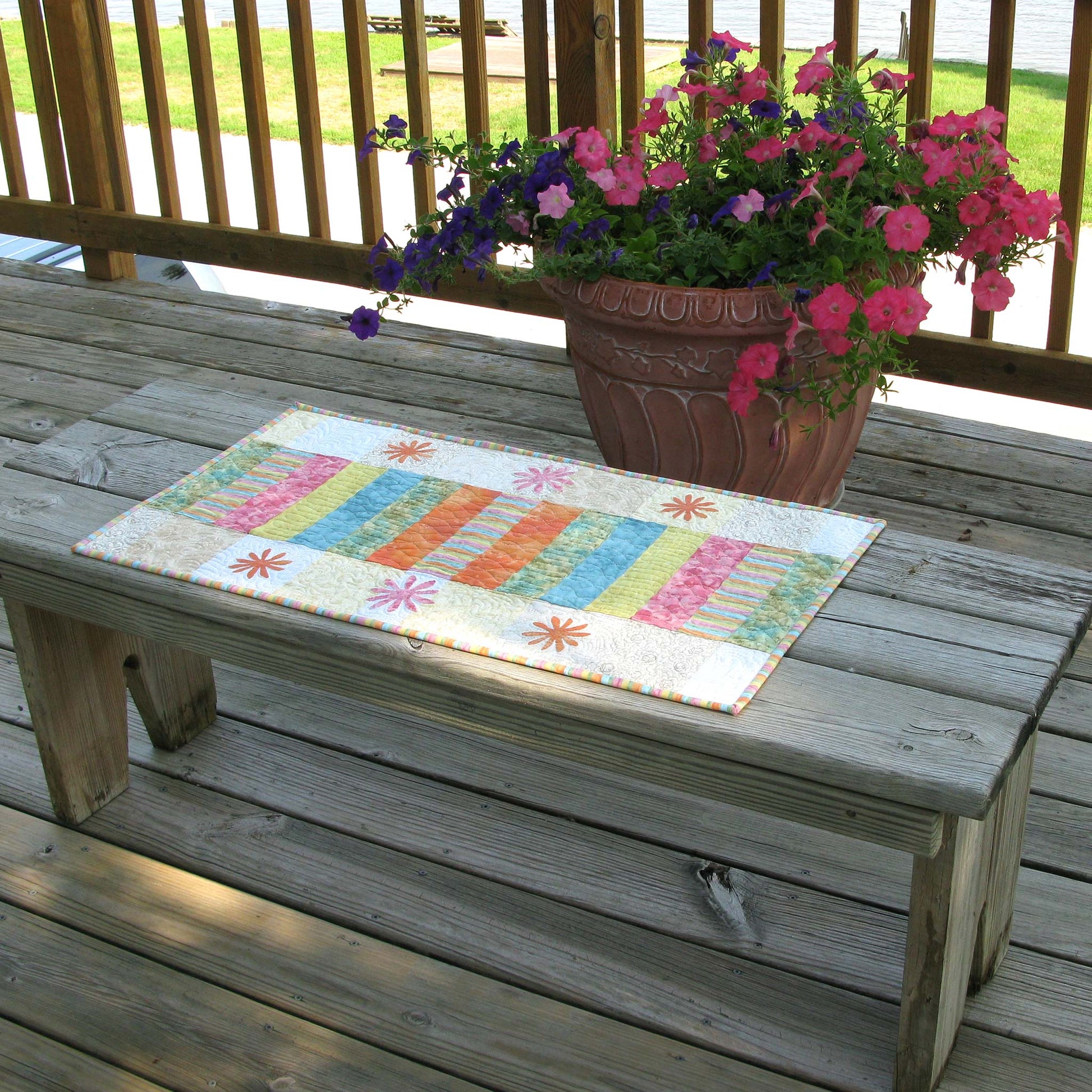 Sherbet Stripes applique tablerunner