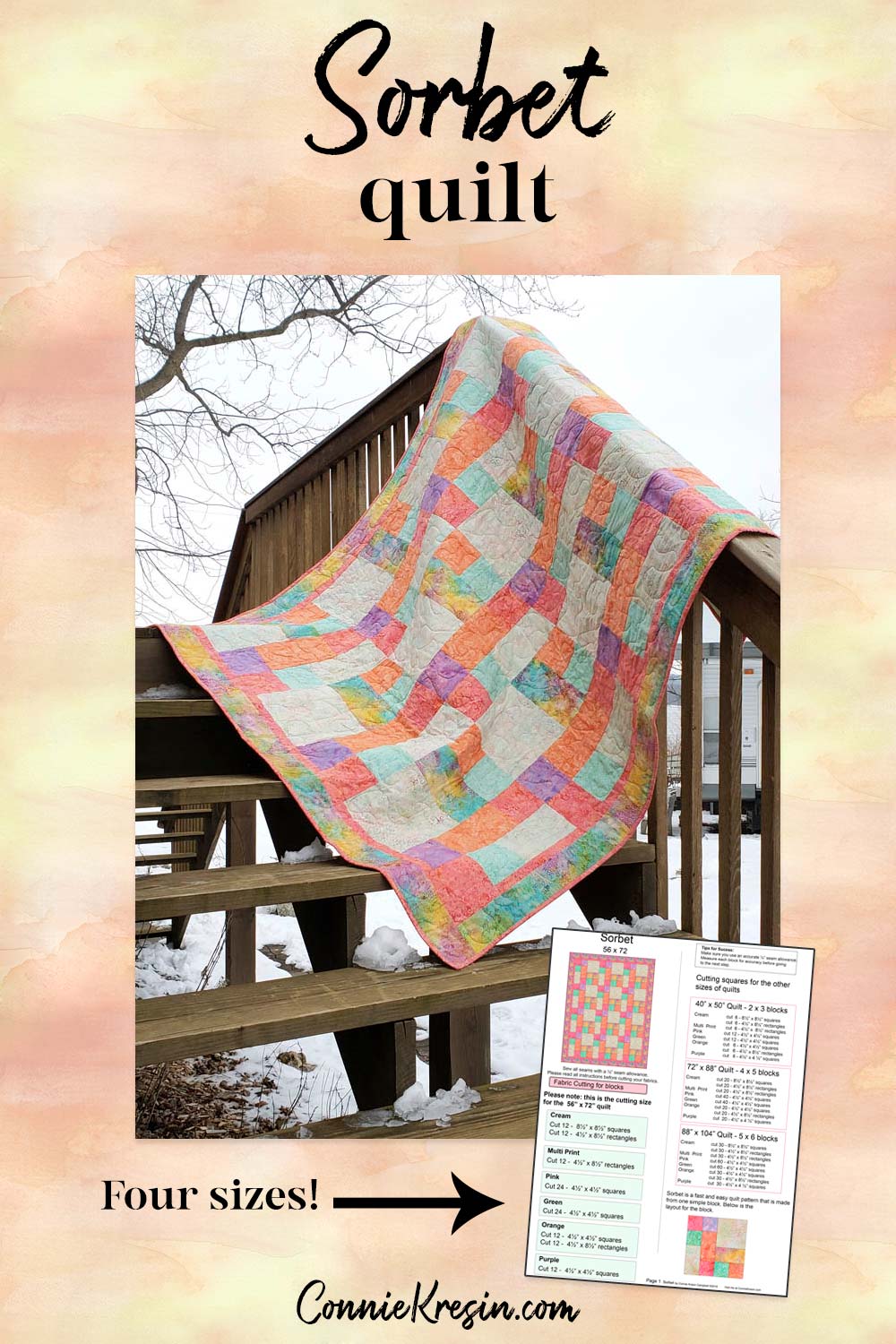 Sorbet quilt pattern in 4 sizes