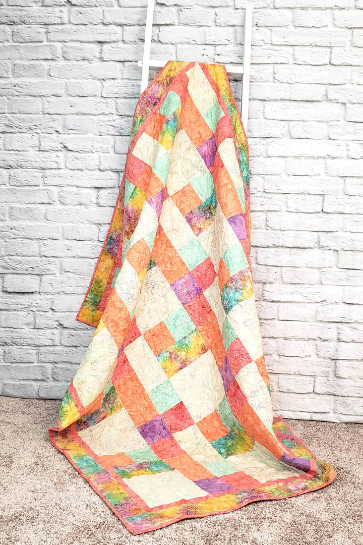 Sorbet quilt pattern makes 4 different sizes of quilts and is fast and easy to make. Beginner pattern