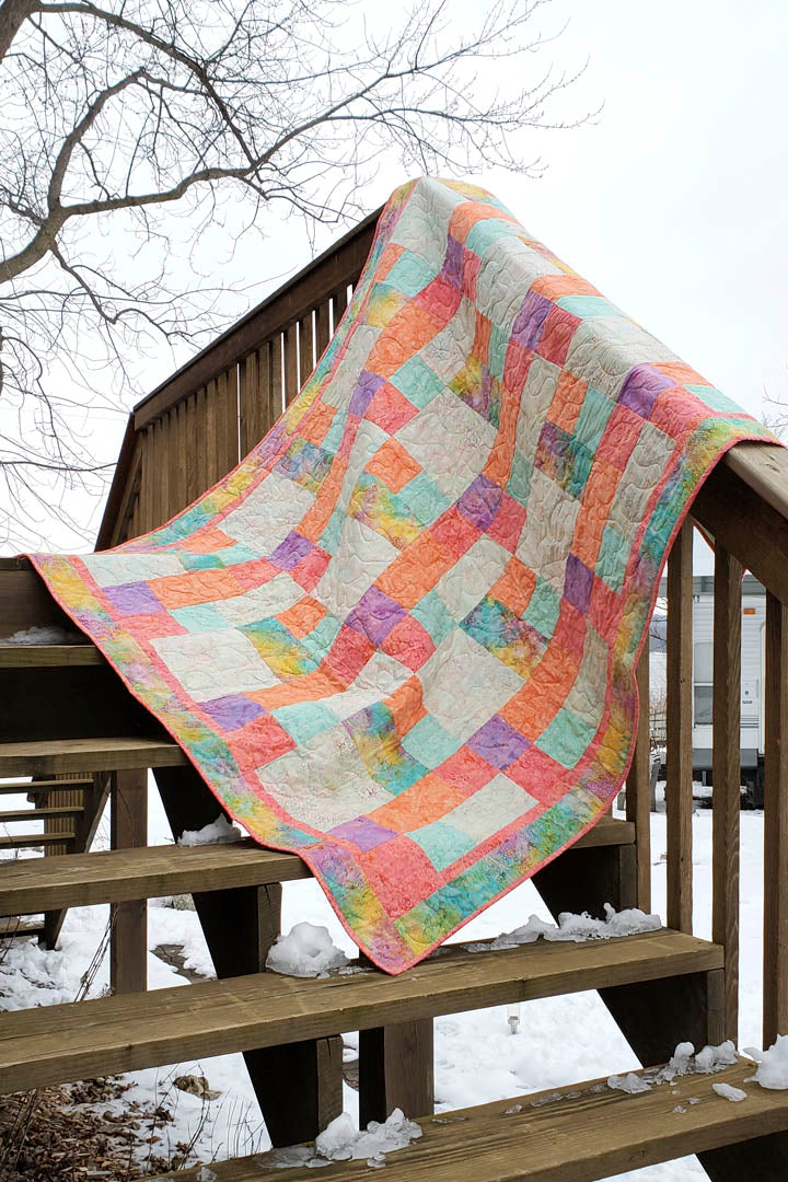 Sorbet quilt pattern makes 4 different sizes of quilts and is fast and easy to make. Beginner pattern