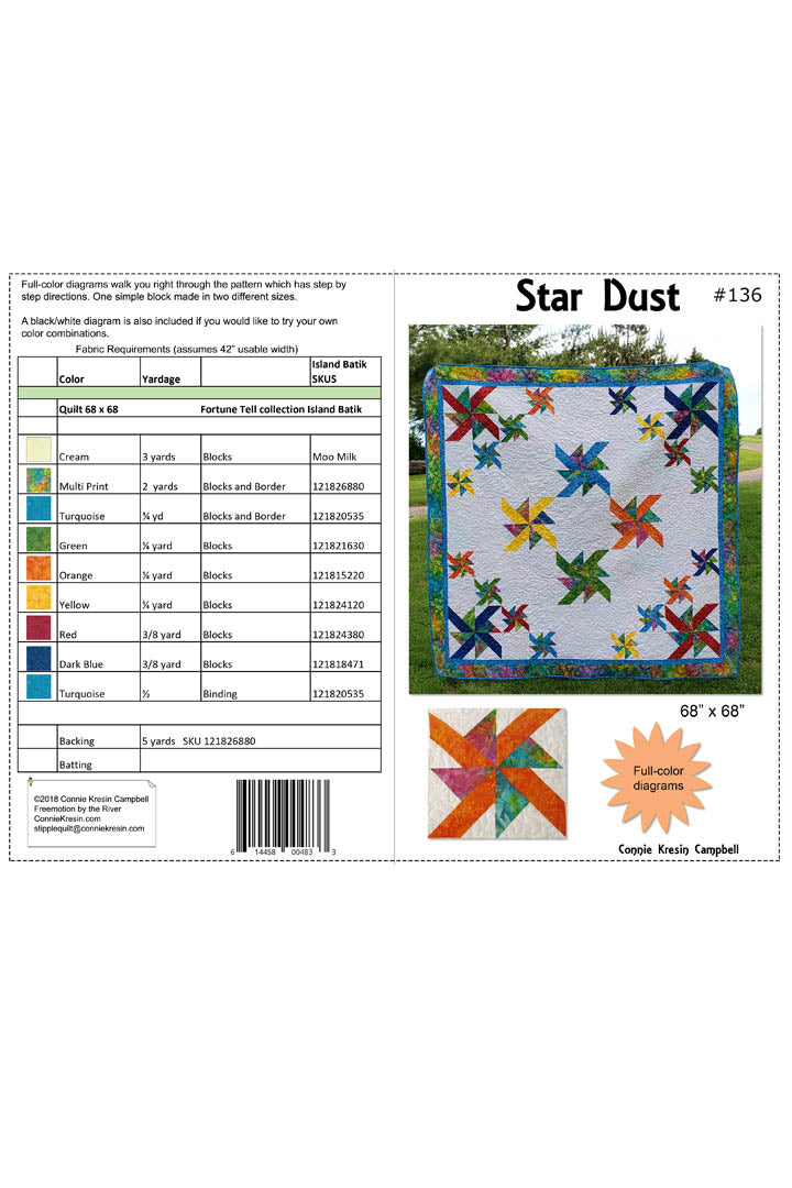 Star Dust quilt pattern cover and yardage