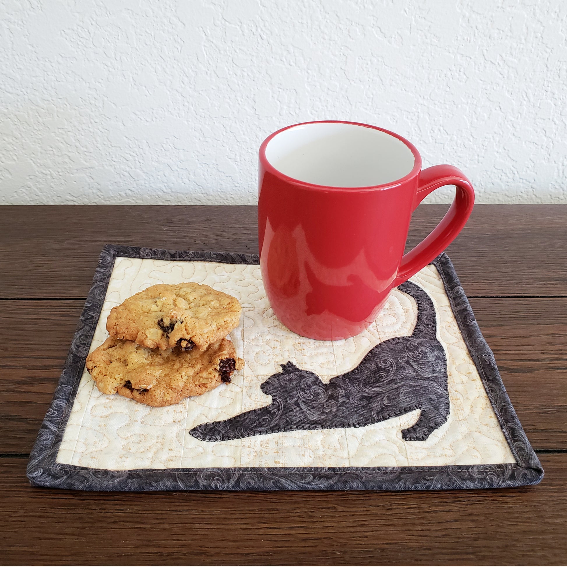 Applique Cat Mug Rug